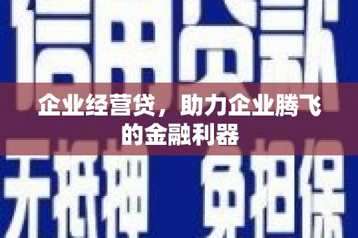台东企业经营贷，助力企业腾飞的金融利器