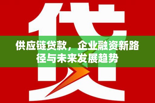 合川供应链贷款，企业融资新路径与未来发展趋势