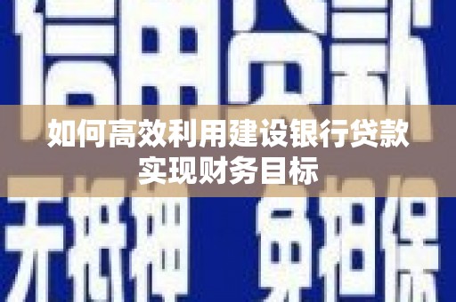 扶绥如何高效利用建设银行贷款实现财务目标