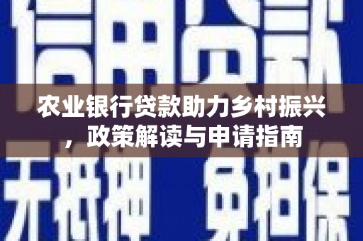阜新农业银行贷款助力乡村振兴，政策解读与申请指南