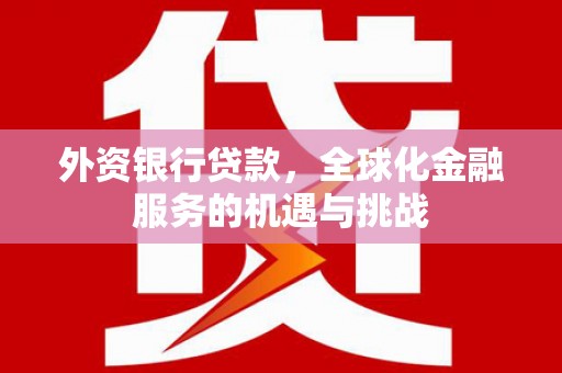 金峰外资银行贷款，全球化金融服务的机遇与挑战